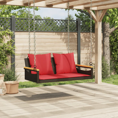Swing Bench with Cushions Brown 42.9"x24.4"x15.7" Poly Rattan