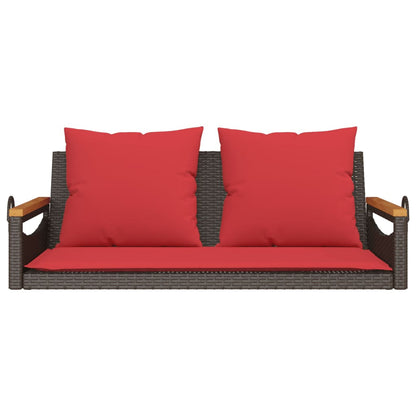 Swing Bench with Cushions Brown 42.9"x24.4"x15.7" Poly Rattan