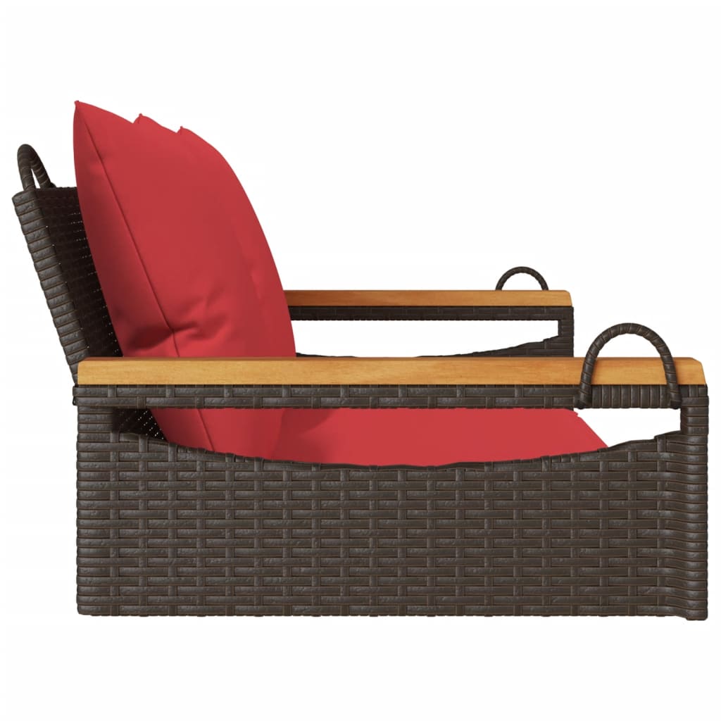 Swing Bench with Cushions Brown 42.9"x24.4"x15.7" Poly Rattan