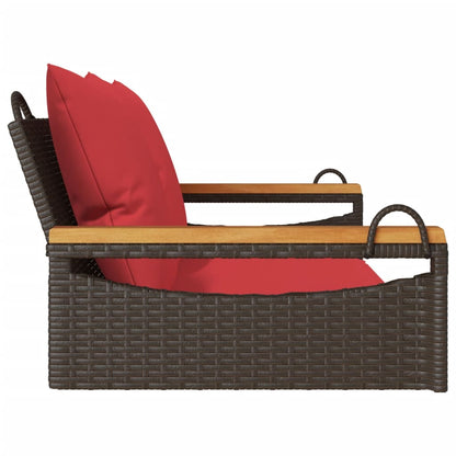 Swing Bench with Cushions Brown 42.9"x24.4"x15.7" Poly Rattan