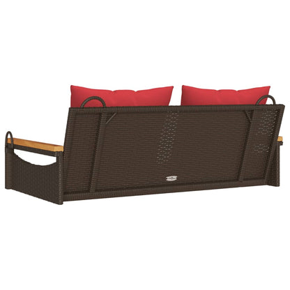 Swing Bench with Cushions Brown 42.9"x24.4"x15.7" Poly Rattan