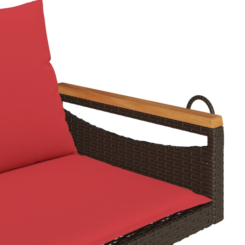 Swing Bench with Cushions Brown 42.9"x24.4"x15.7" Poly Rattan