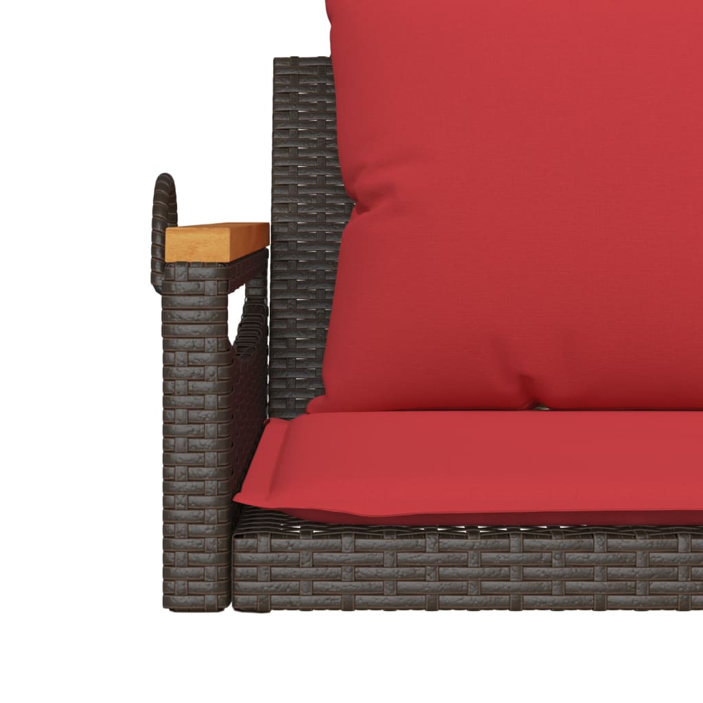 Swing Bench with Cushions Brown 42.9"x24.4"x15.7" Poly Rattan