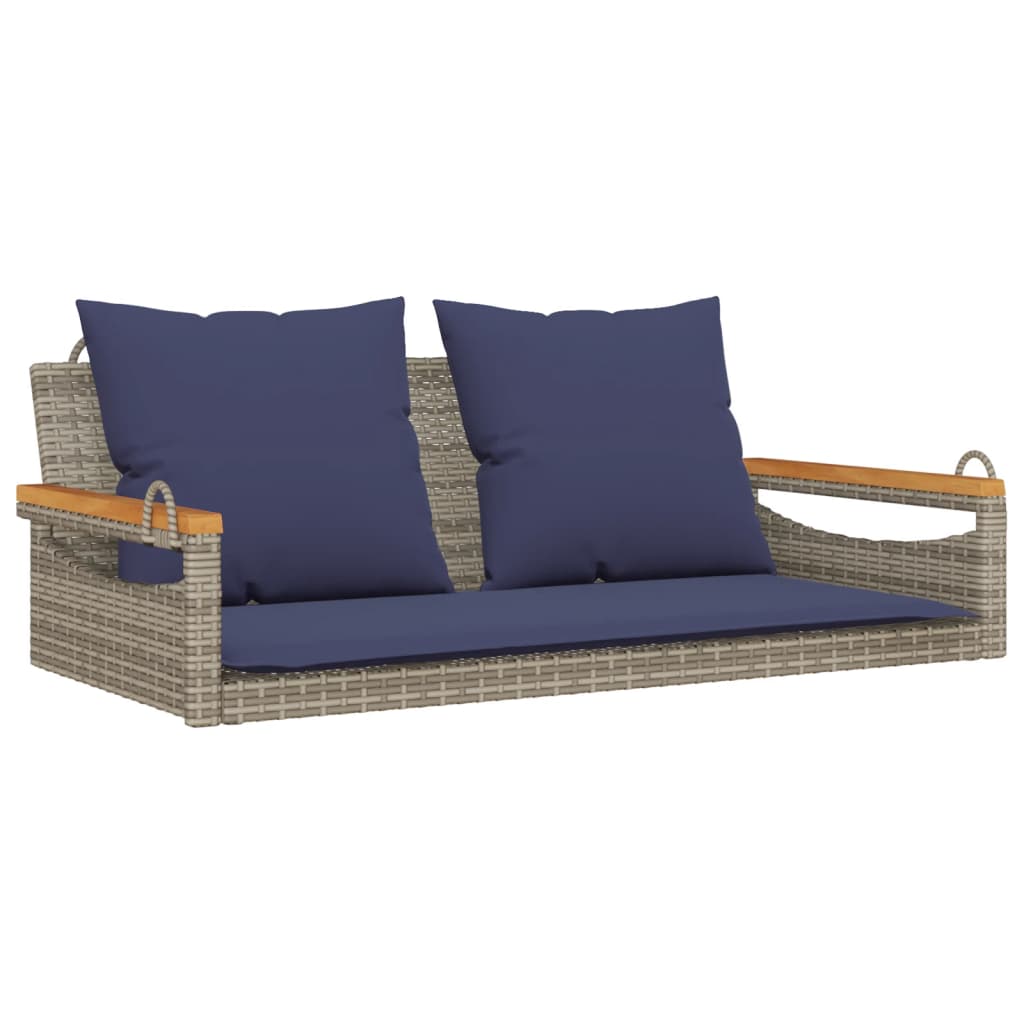 Swing Bench with Cushions Gray 42.9"x24.4"x15.7" Poly Rattan