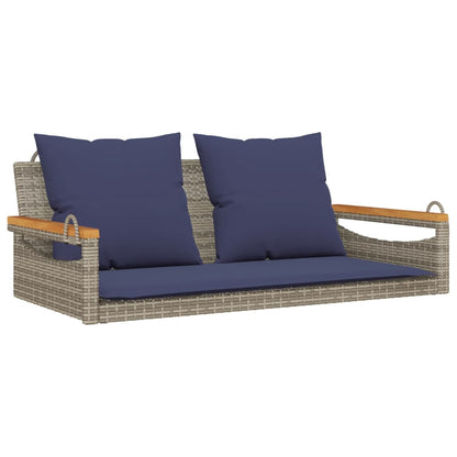 Swing Bench with Cushions Gray 42.9"x24.4"x15.7" Poly Rattan