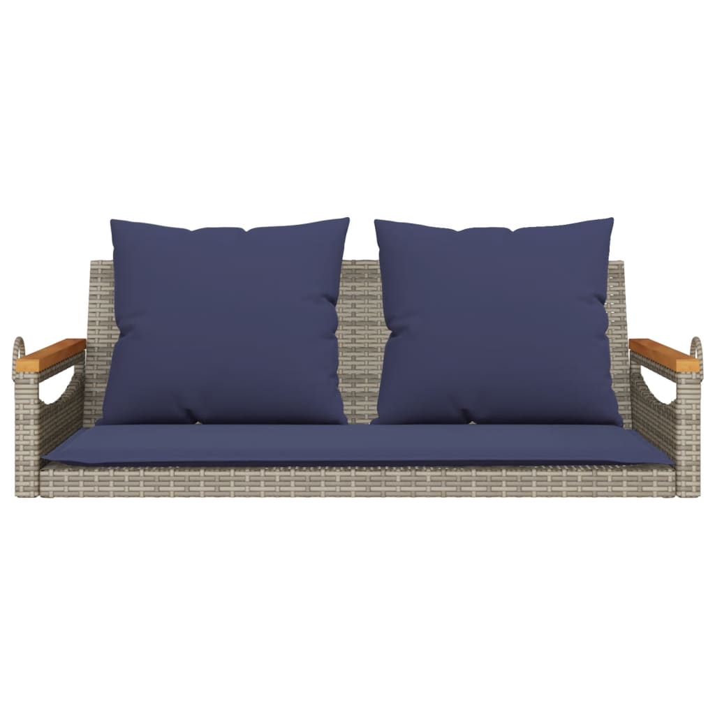 Swing Bench with Cushions Gray 42.9"x24.4"x15.7" Poly Rattan