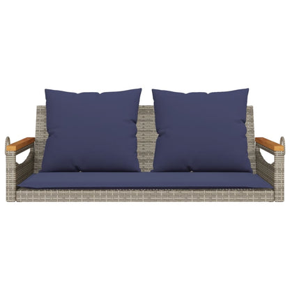 Swing Bench with Cushions Gray 42.9"x24.4"x15.7" Poly Rattan