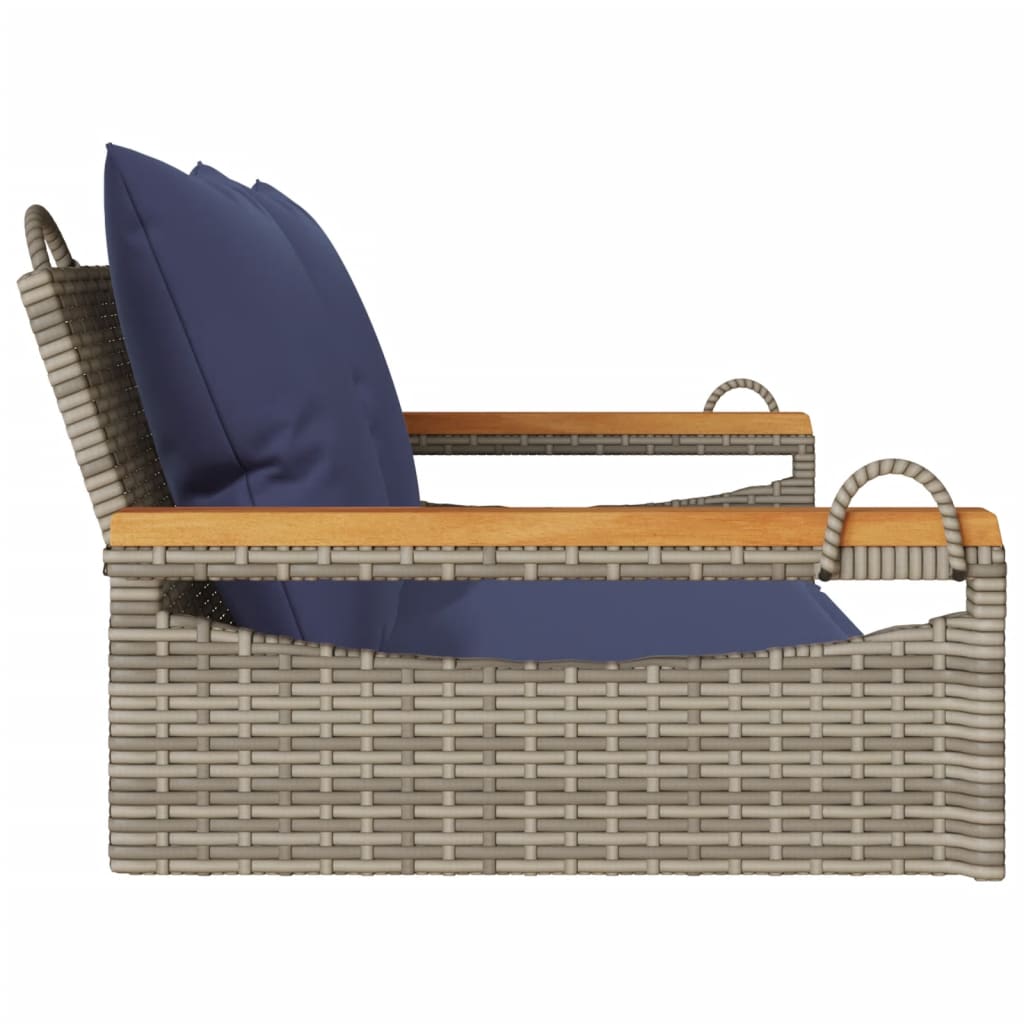 Swing Bench with Cushions Gray 42.9"x24.4"x15.7" Poly Rattan