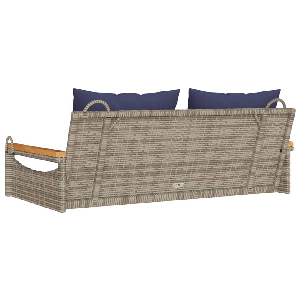 Swing Bench with Cushions Gray 42.9"x24.4"x15.7" Poly Rattan
