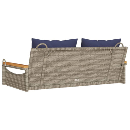 Swing Bench with Cushions Gray 42.9"x24.4"x15.7" Poly Rattan