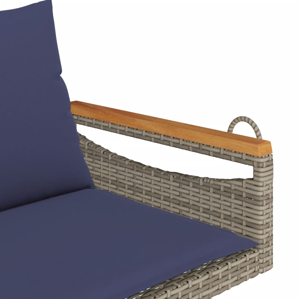 Swing Bench with Cushions Gray 42.9"x24.4"x15.7" Poly Rattan