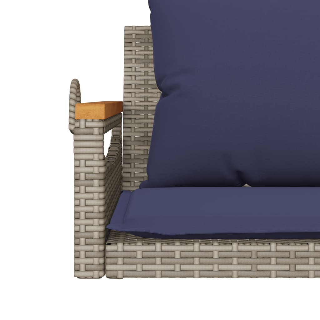 Swing Bench with Cushions Gray 42.9"x24.4"x15.7" Poly Rattan