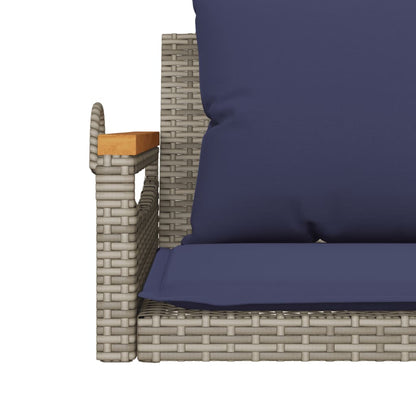 Swing Bench with Cushions Gray 42.9"x24.4"x15.7" Poly Rattan