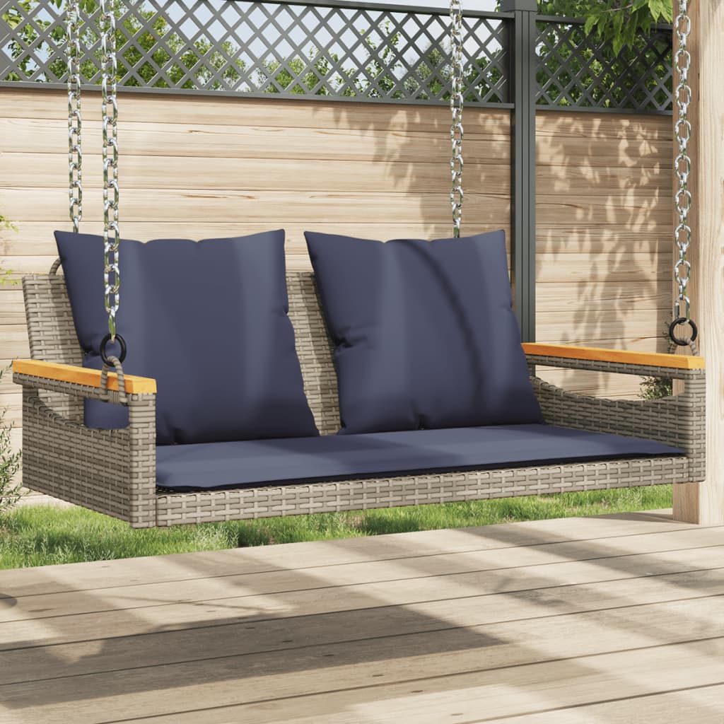 Swing Bench with Cushions Gray 42.9"x24.4"x15.7" Poly Rattan