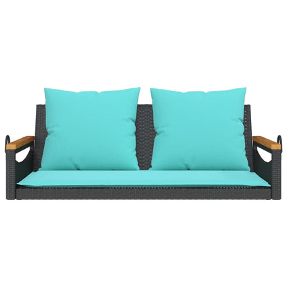 Swing Bench with Cushions Black 42.9"x24.4"x15.7" Poly Rattan