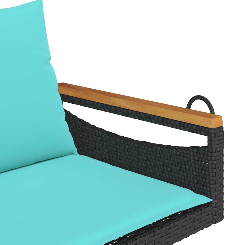 Swing Bench with Cushions Black 42.9"x24.4"x15.7" Poly Rattan