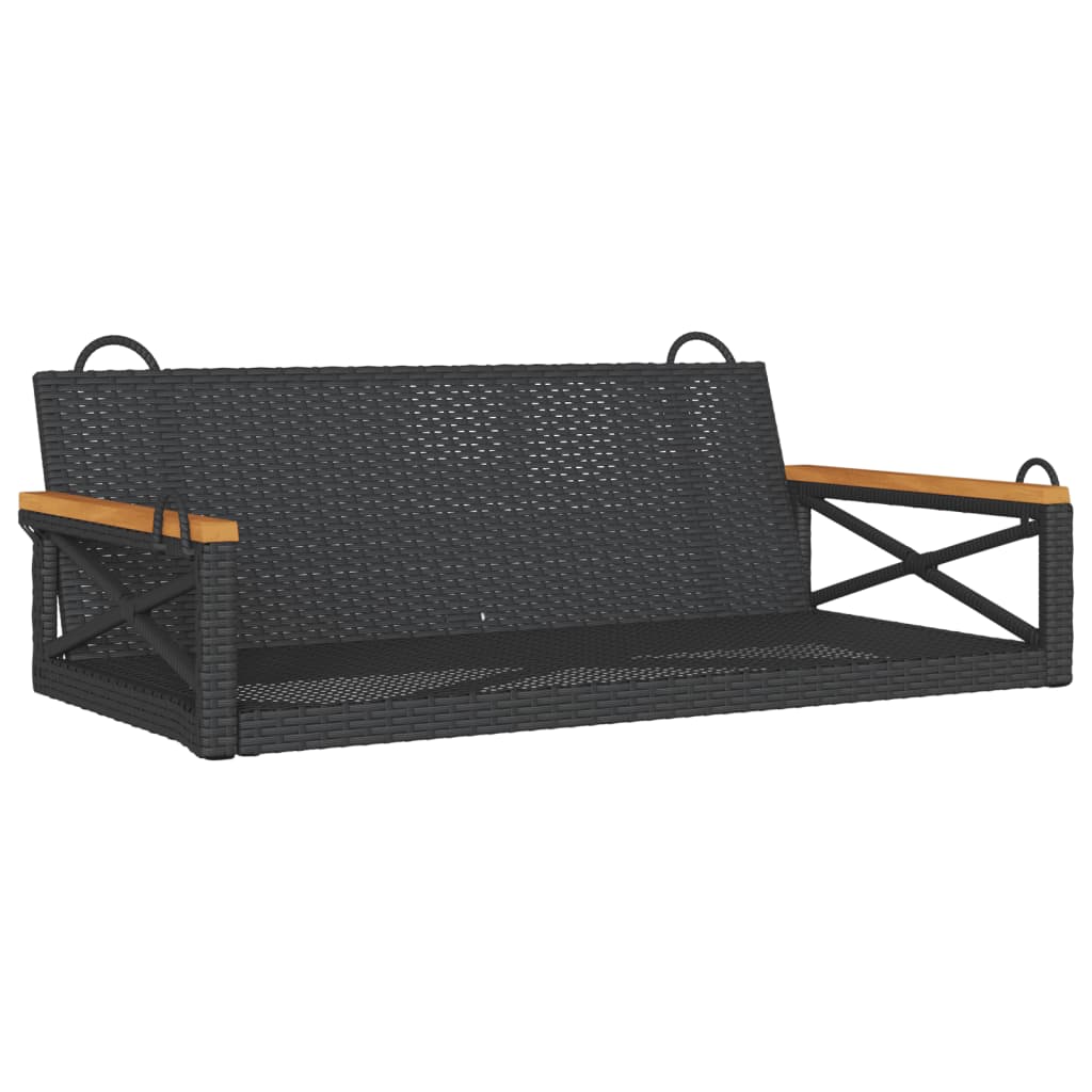 Swing Bench Black 42.9"x24.4"x15.7" Poly Rattan