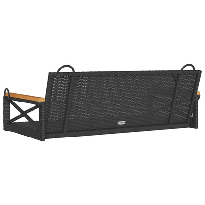 Swing Bench Black 42.9"x24.4"x15.7" Poly Rattan