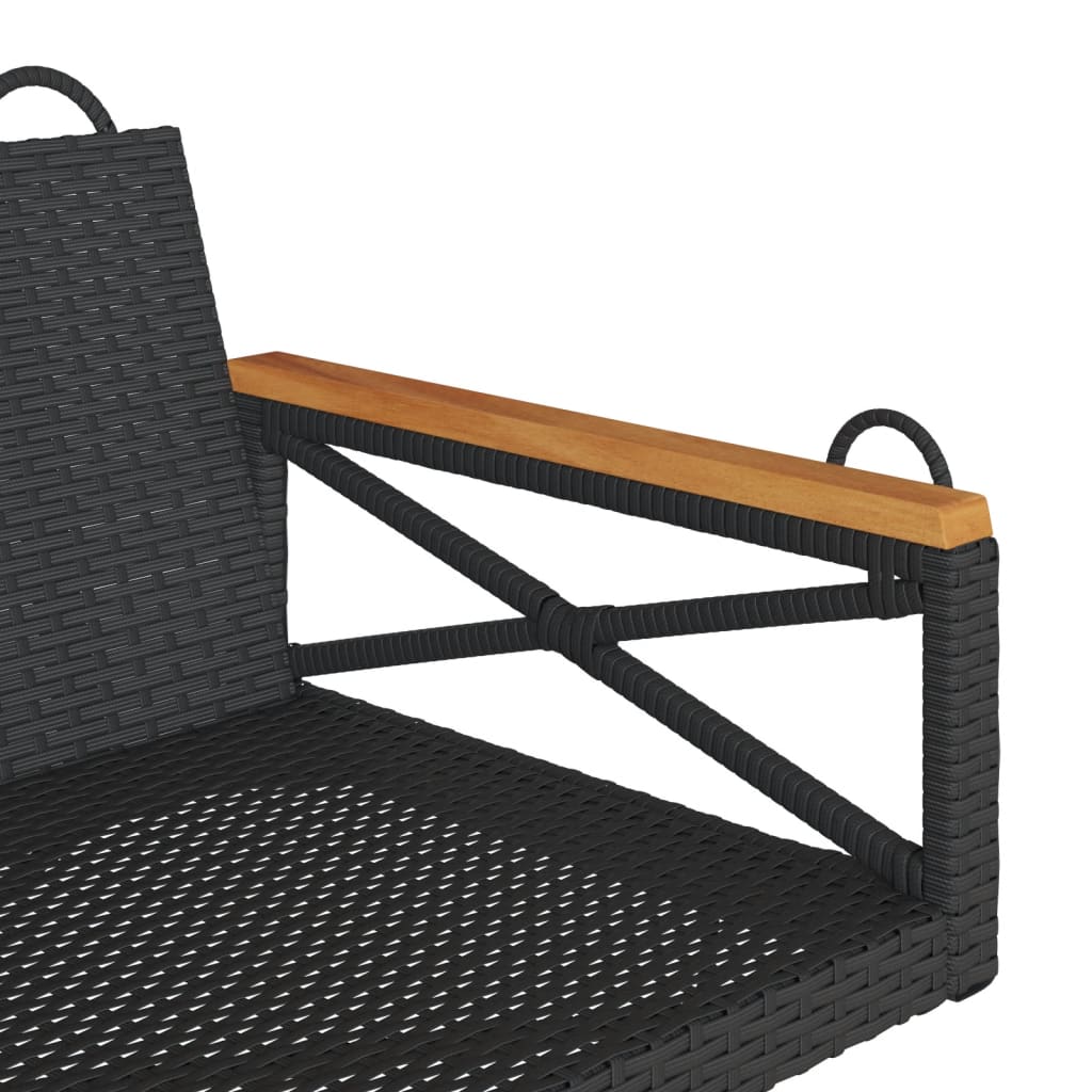 Swing Bench Black 42.9"x24.4"x15.7" Poly Rattan