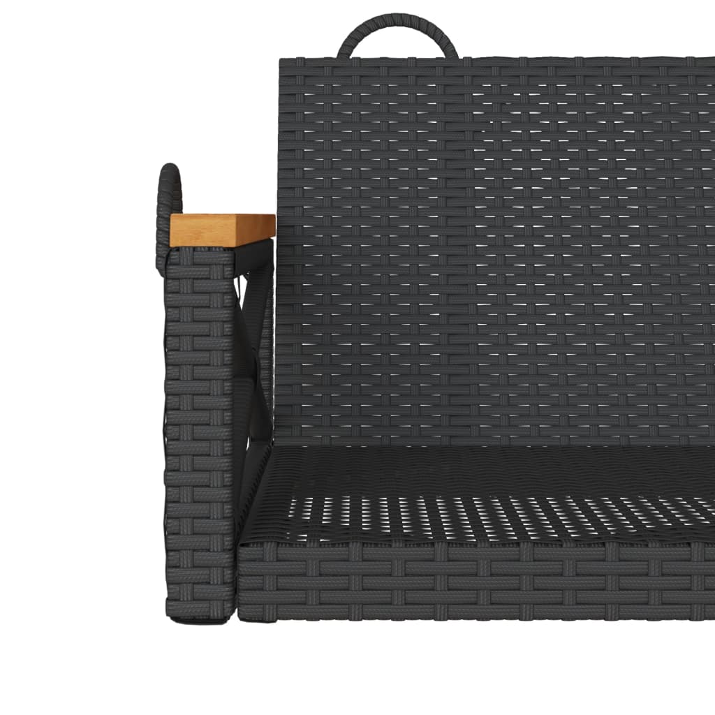 Swing Bench Black 42.9"x24.4"x15.7" Poly Rattan