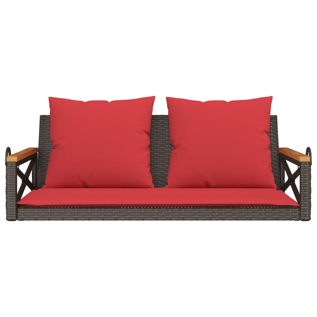 Swing Bench with Cushions Brown 42.9"x24.4"x15.7" Poly Rattan