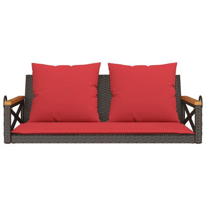 Swing Bench with Cushions Brown 42.9"x24.4"x15.7" Poly Rattan