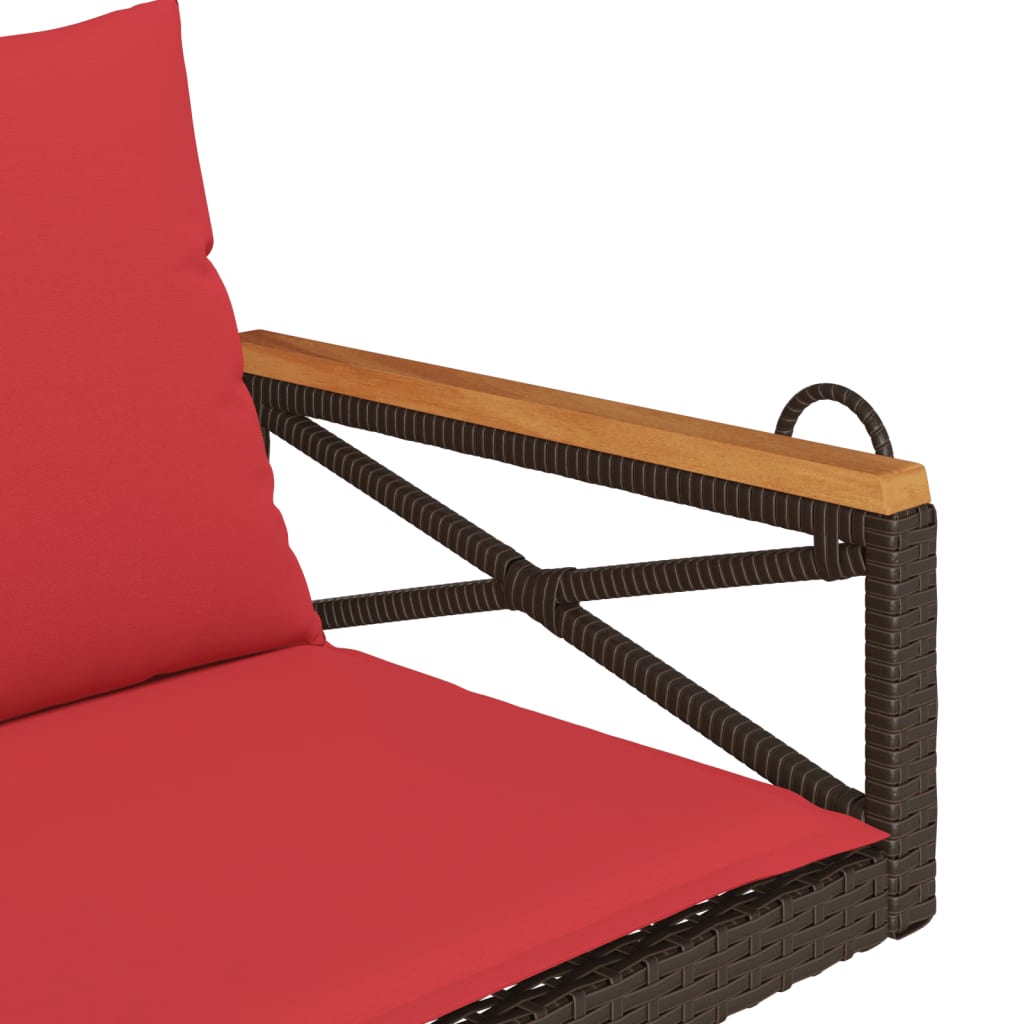 Swing Bench with Cushions Brown 42.9"x24.4"x15.7" Poly Rattan