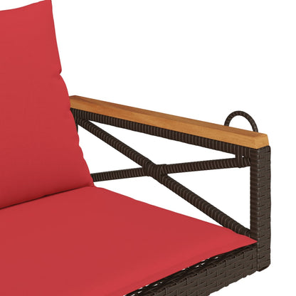 Swing Bench with Cushions Brown 42.9"x24.4"x15.7" Poly Rattan