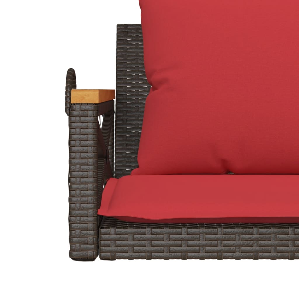 Swing Bench with Cushions Brown 42.9"x24.4"x15.7" Poly Rattan