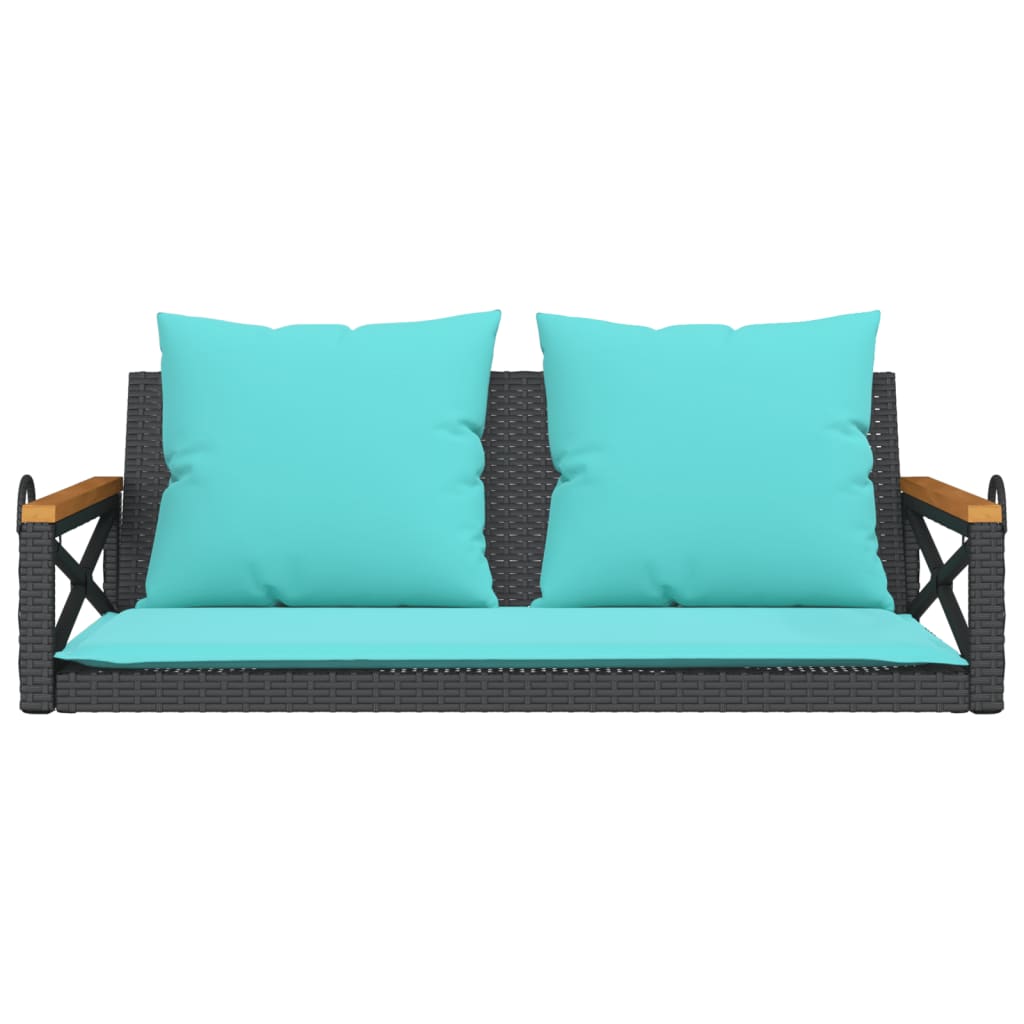 Swing Bench with Cushions Black 42.9"x24.4"x15.7" Poly Rattan