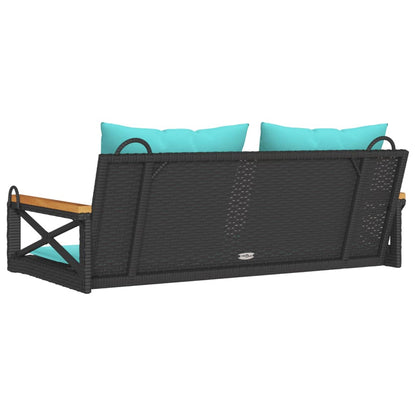 Swing Bench with Cushions Black 42.9"x24.4"x15.7" Poly Rattan