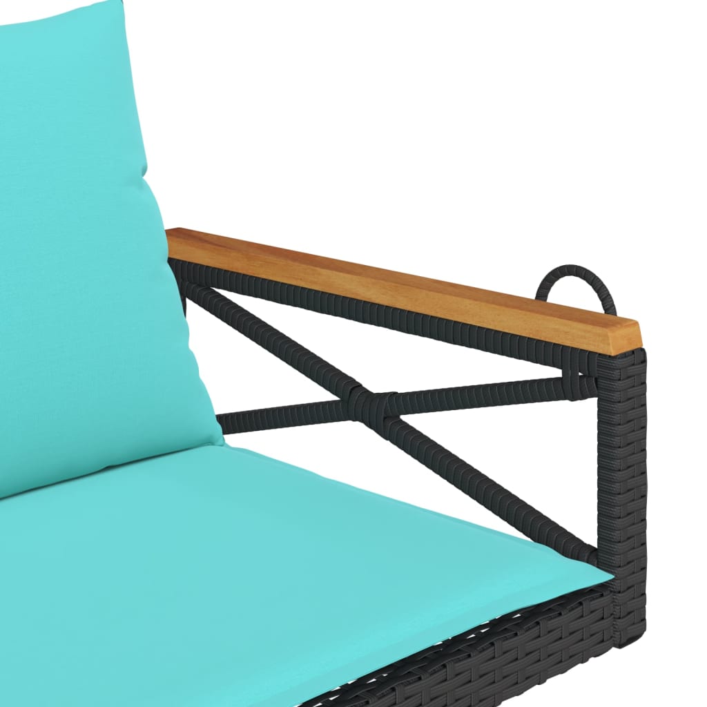 Swing Bench with Cushions Black 42.9"x24.4"x15.7" Poly Rattan