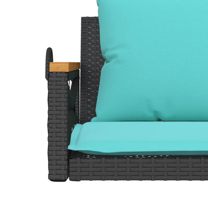 Swing Bench with Cushions Black 42.9"x24.4"x15.7" Poly Rattan