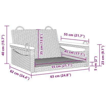 Swing Bench Gray 24.8"x24.4"x15.7" Poly Rattan