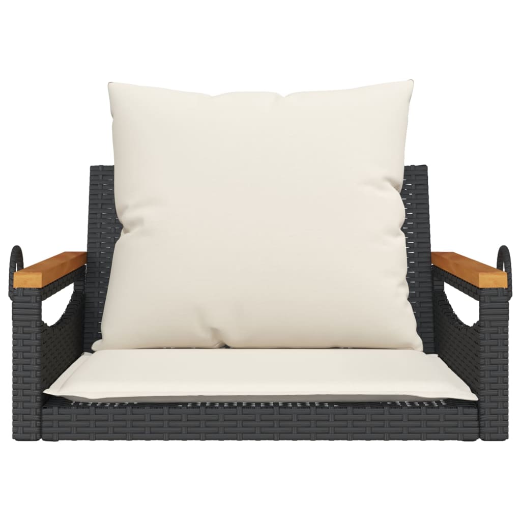 Swing Bench with Cushions Black 24.8"x24.4"x15.7" Poly Rattan