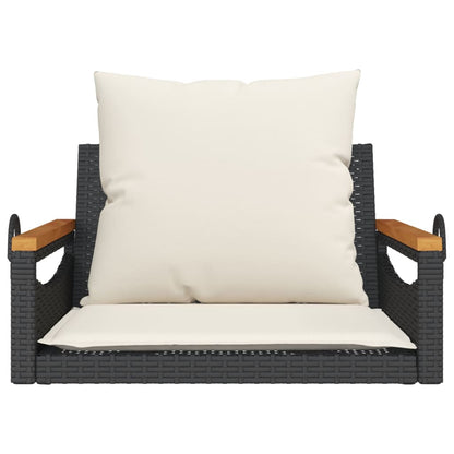 Swing Bench with Cushions Black 24.8"x24.4"x15.7" Poly Rattan