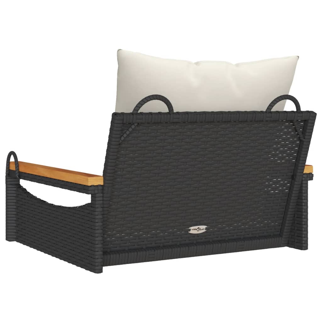 Swing Bench with Cushions Black 24.8"x24.4"x15.7" Poly Rattan