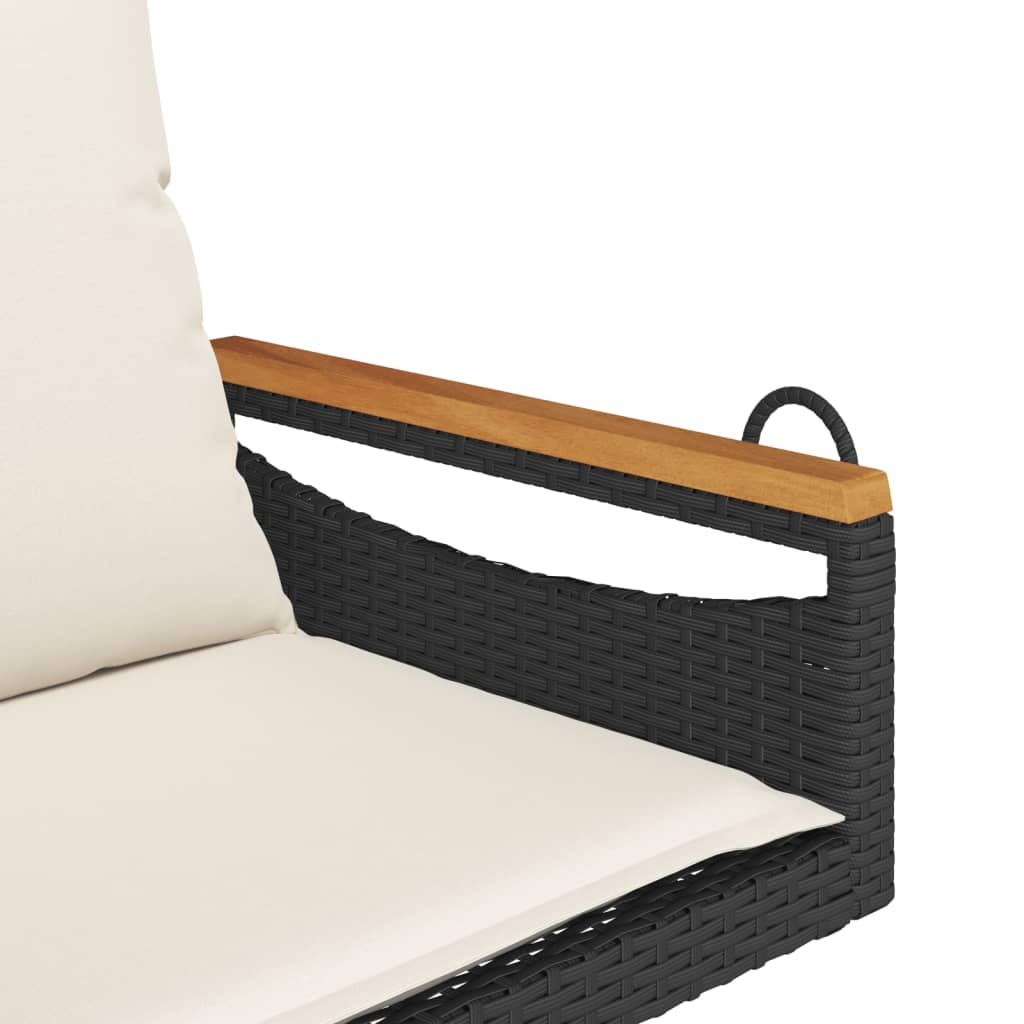 Swing Bench with Cushions Black 24.8"x24.4"x15.7" Poly Rattan