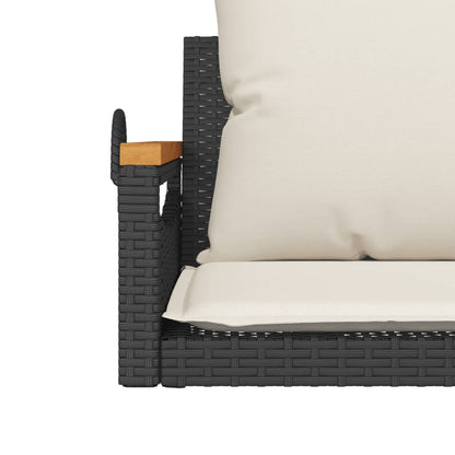 Swing Bench with Cushions Black 24.8"x24.4"x15.7" Poly Rattan