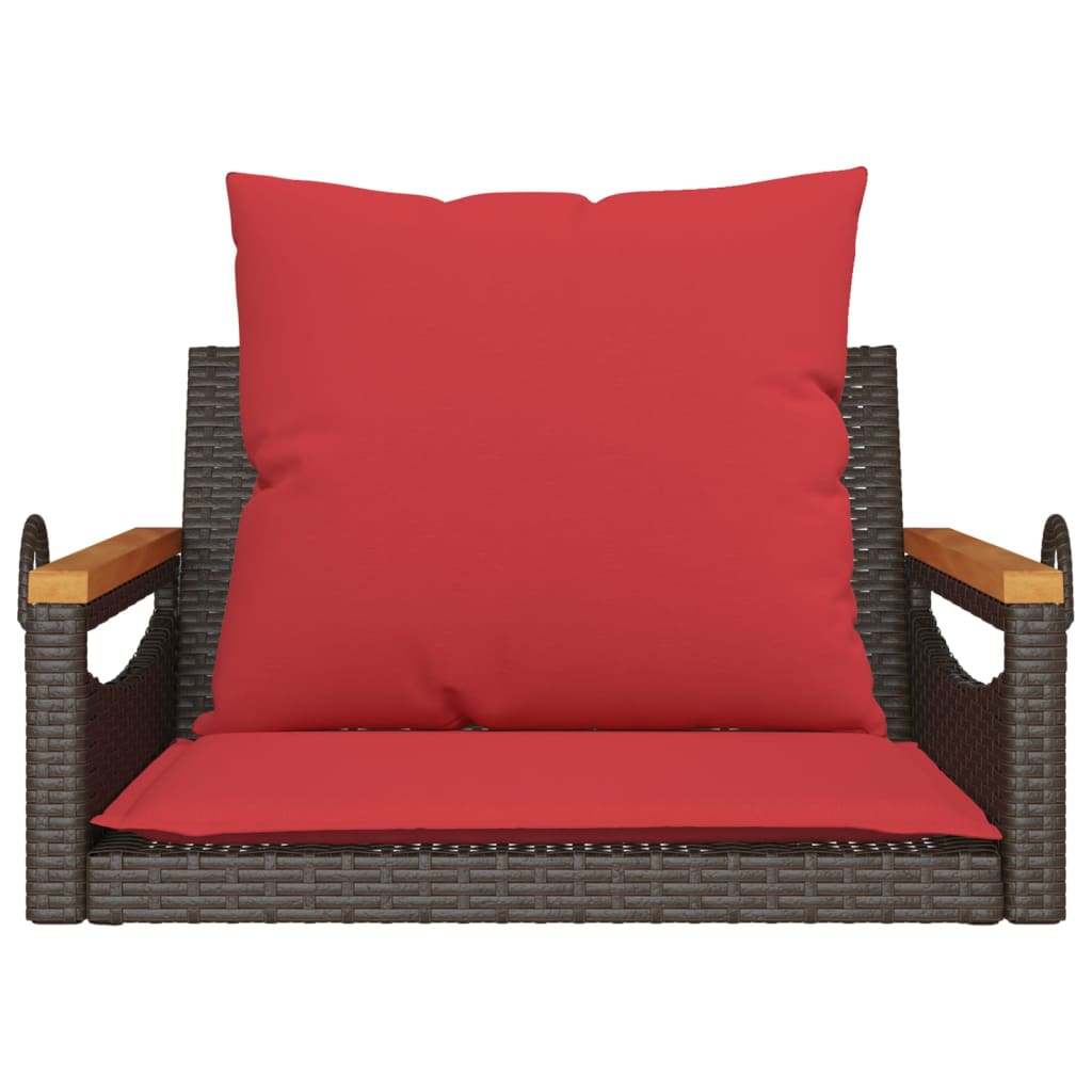 Swing Bench with Cushions Brown 24.8"x24.4"x15.7" Poly Rattan