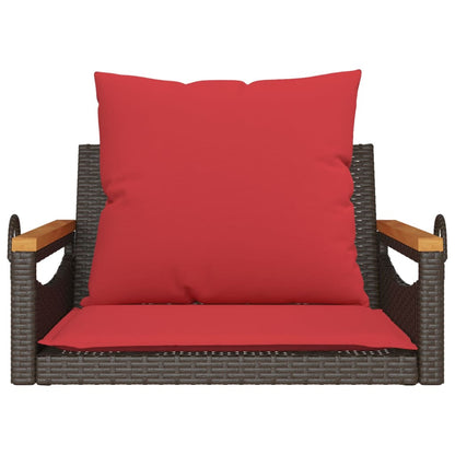 Swing Bench with Cushions Brown 24.8"x24.4"x15.7" Poly Rattan