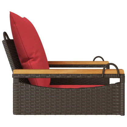 Swing Bench with Cushions Brown 24.8"x24.4"x15.7" Poly Rattan