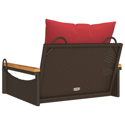 Swing Bench with Cushions Brown 24.8"x24.4"x15.7" Poly Rattan