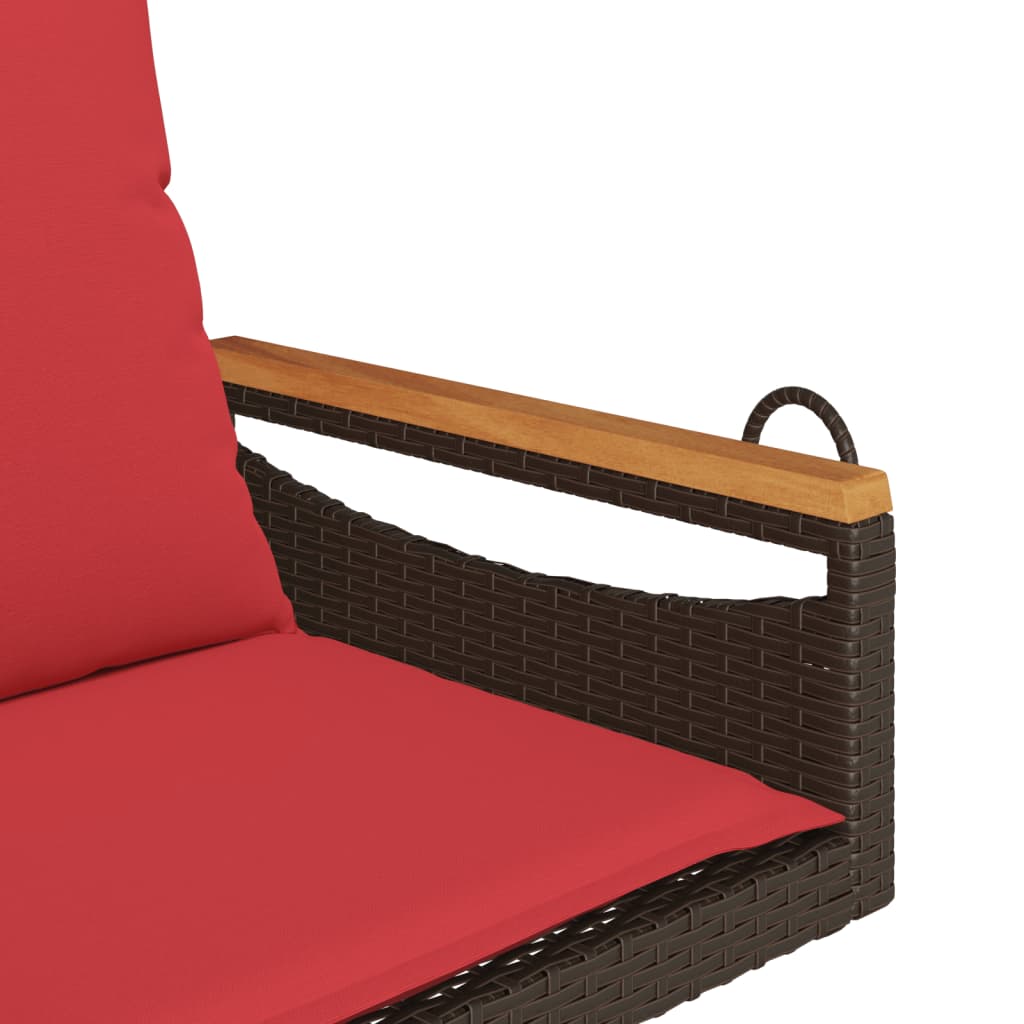 Swing Bench with Cushions Brown 24.8"x24.4"x15.7" Poly Rattan