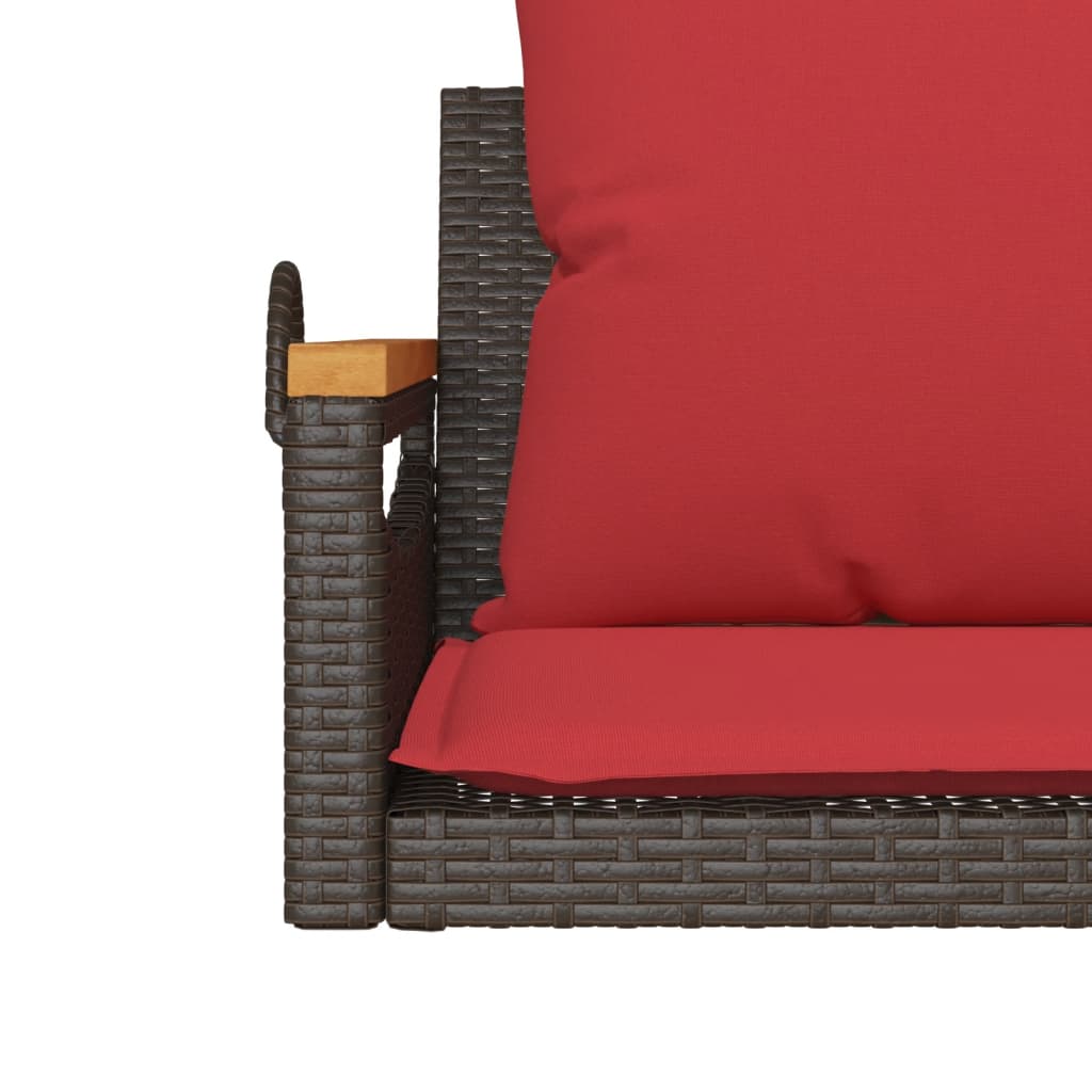Swing Bench with Cushions Brown 24.8"x24.4"x15.7" Poly Rattan