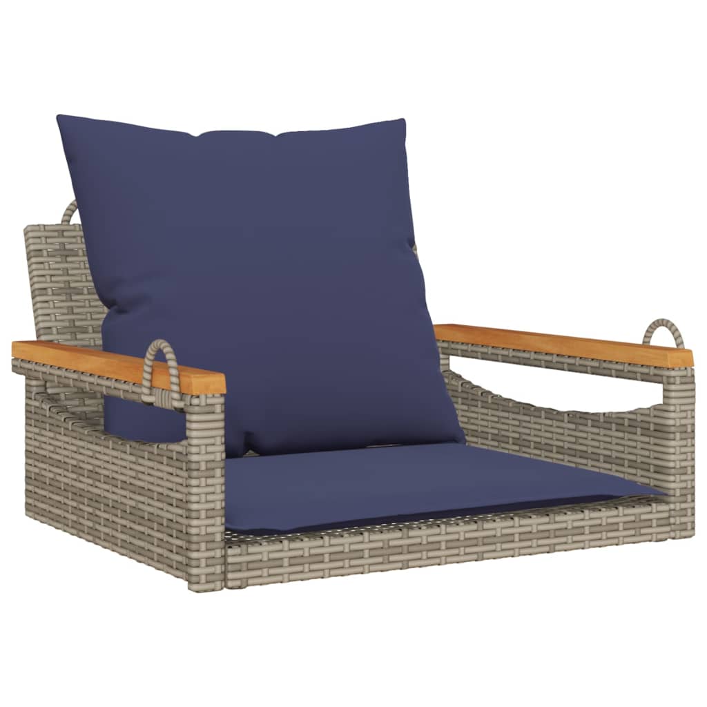 Swing Bench with Cushions Gray 24.8"x24.4"x15.7" Poly Rattan