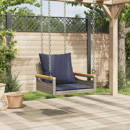 Swing Bench with Cushions Gray 24.8"x24.4"x15.7" Poly Rattan