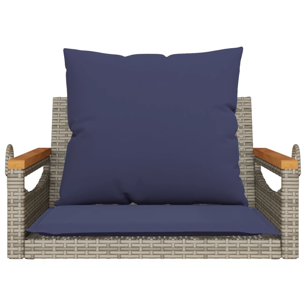 Swing Bench with Cushions Gray 24.8"x24.4"x15.7" Poly Rattan