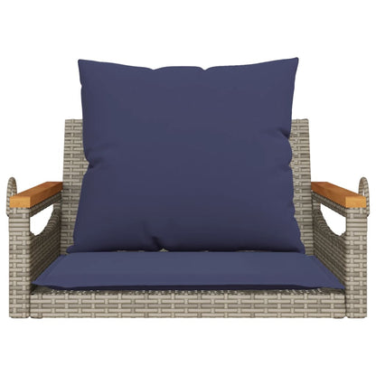 Swing Bench with Cushions Gray 24.8"x24.4"x15.7" Poly Rattan