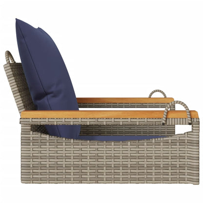 Swing Bench with Cushions Gray 24.8"x24.4"x15.7" Poly Rattan